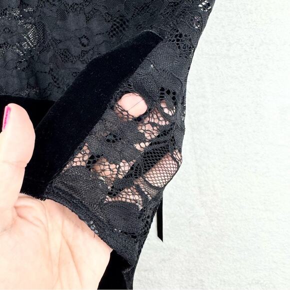 Killstar Saya Lace and Velvet Lace Up Bodysuit Black Size L Whimsigoth Punk Goth - Picture 12 of 16